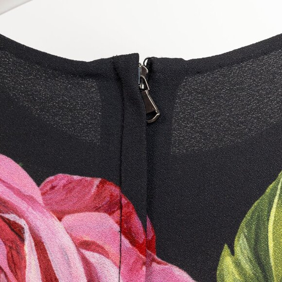 Dolce & Gabbana Nero Rose Floral Printed Crêpe Top - Picture 8 of 11